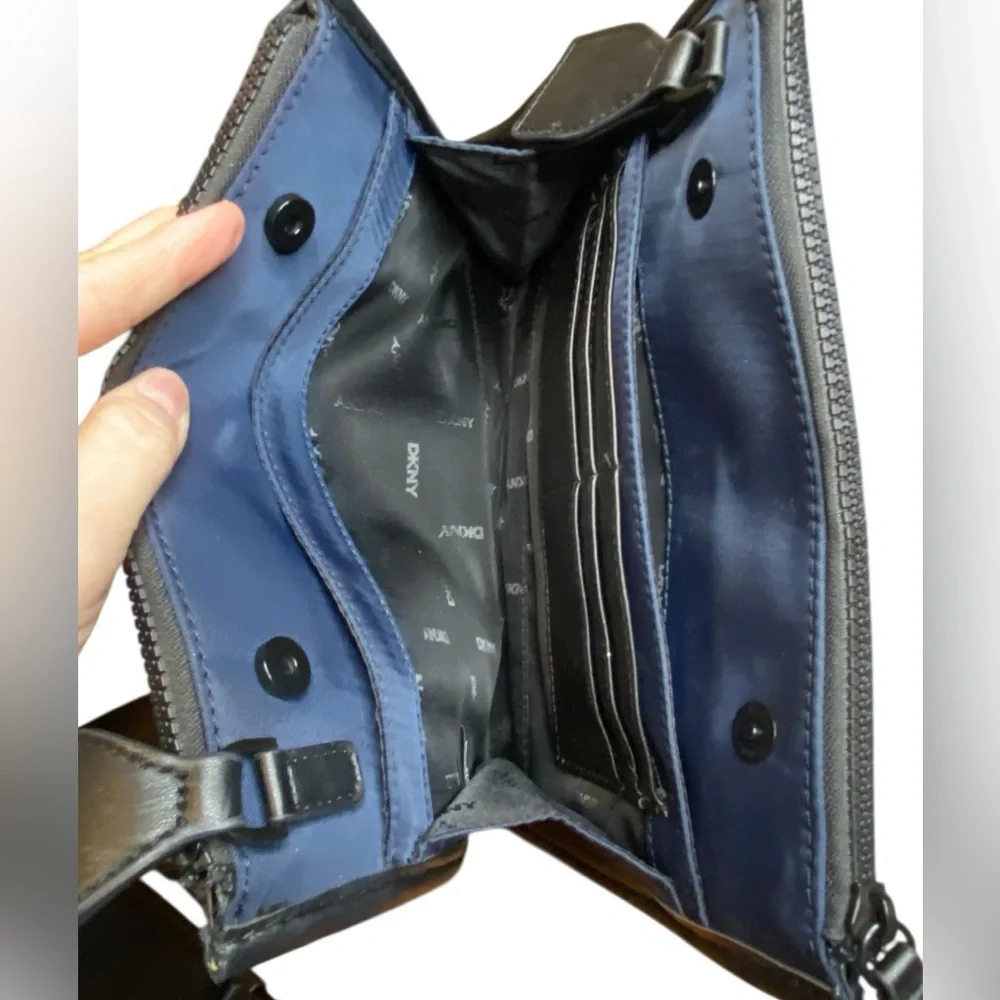 DKNY Blue Nylon Thin Mini Crossbody Bag